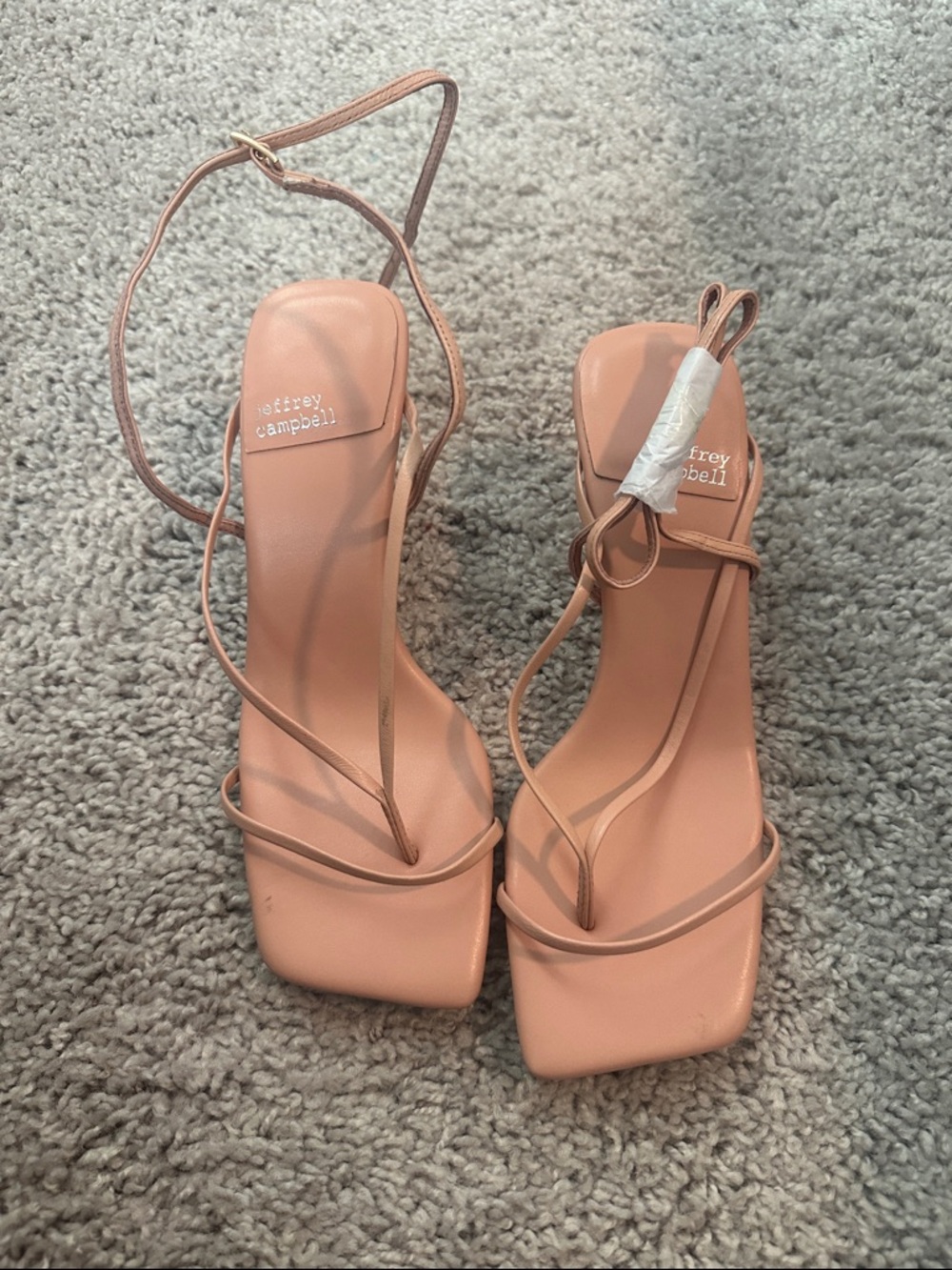 Jeffrey Campbell Pink Square-Toe Strappy Heels